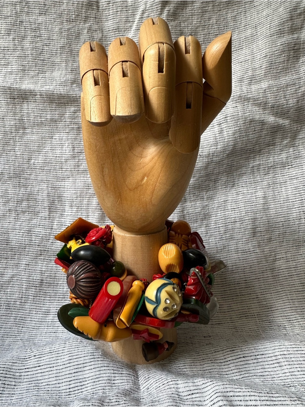 Mixed Vintage and Bakelite Button Statement Bracelet